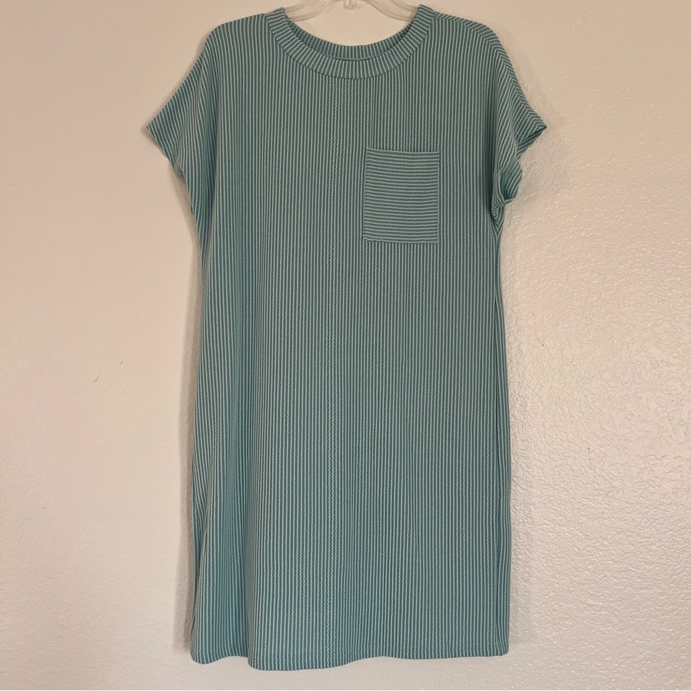 Textured Teal Short Sleeve Dress
